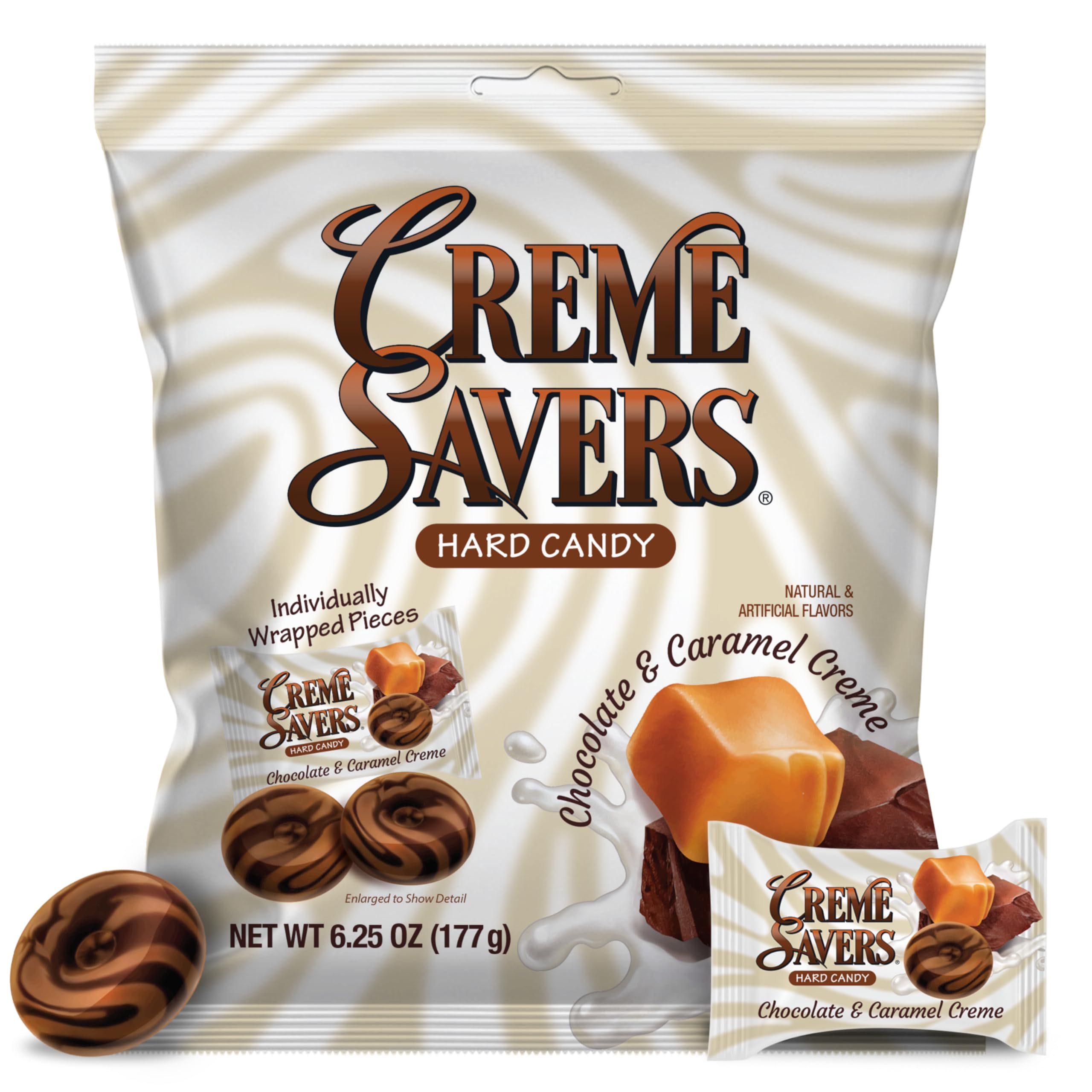 Creme Savers Chocolate and Caramel Hard Candy The Taste of Sweet Chocolate Swirled in Rich Caramel Cream The