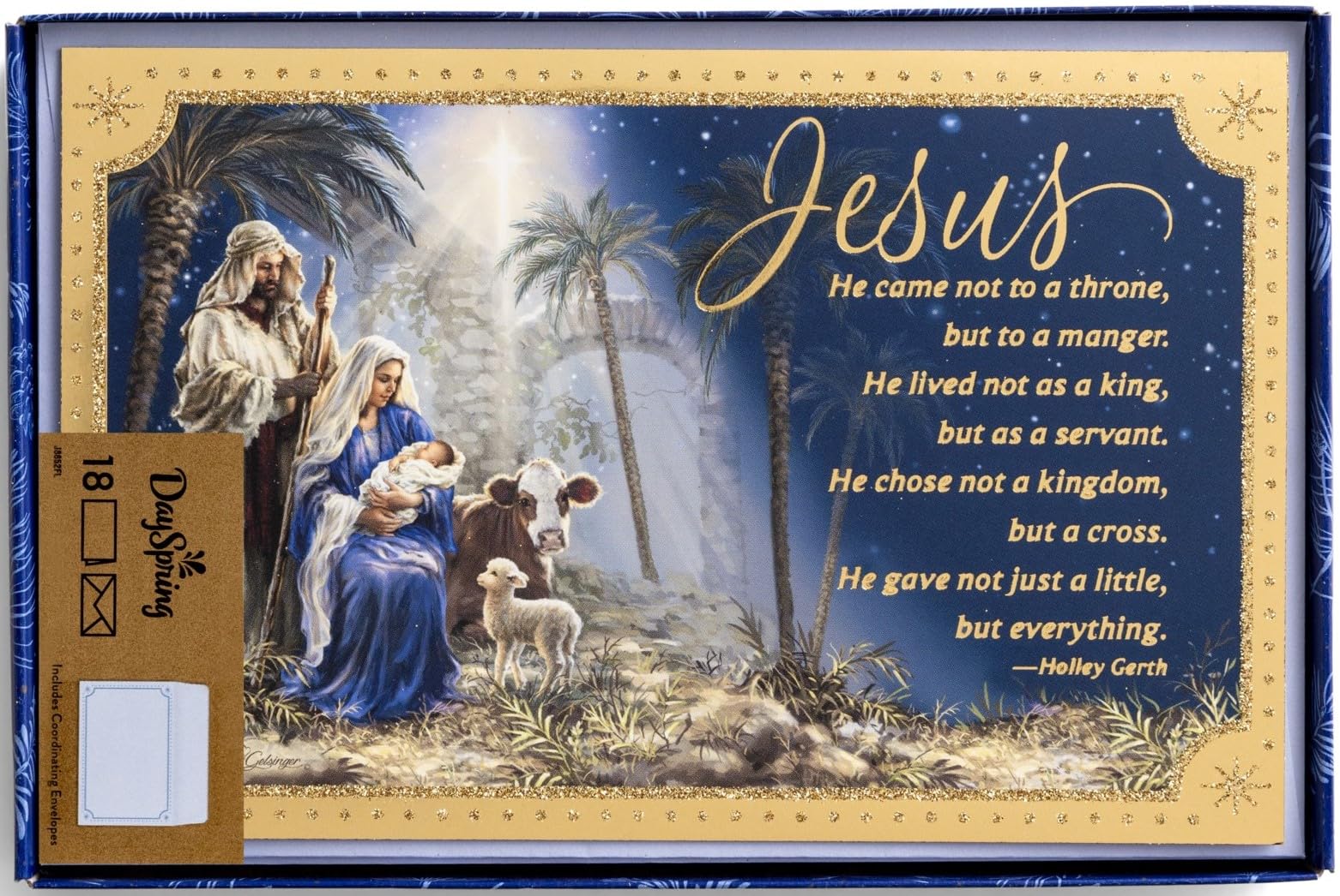 DaySpring - Dona Gelsinger - Jesus Nativity - 18 Christmas Boxed Cards & Envelopes, NLT