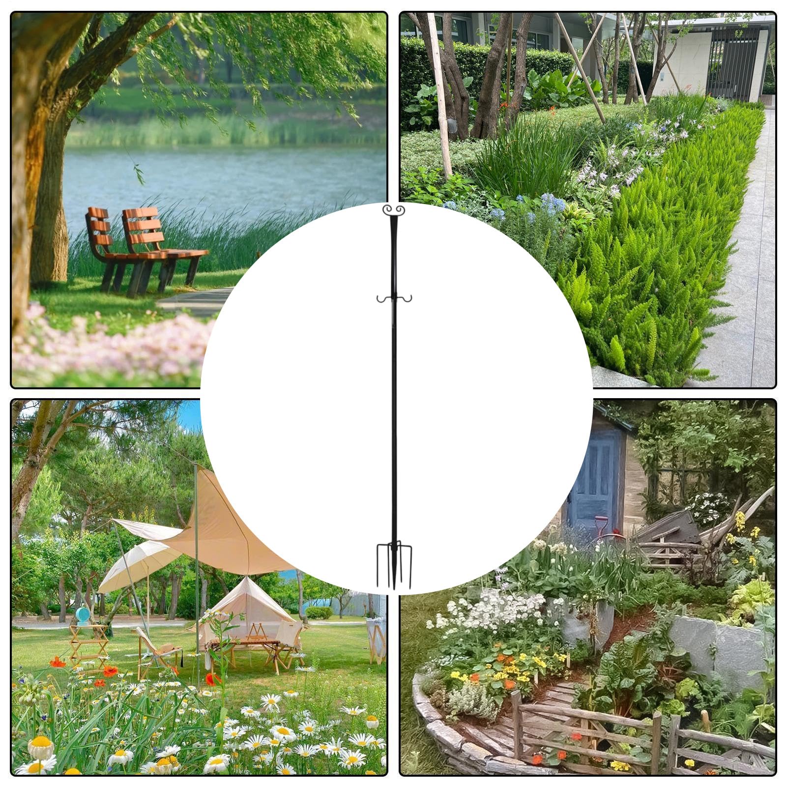 Pali per luci a stringa | Supporto per esterni ispessito, antiruggine, sicuro, decorazione da giardino, per giardino, cortile, prato, prato