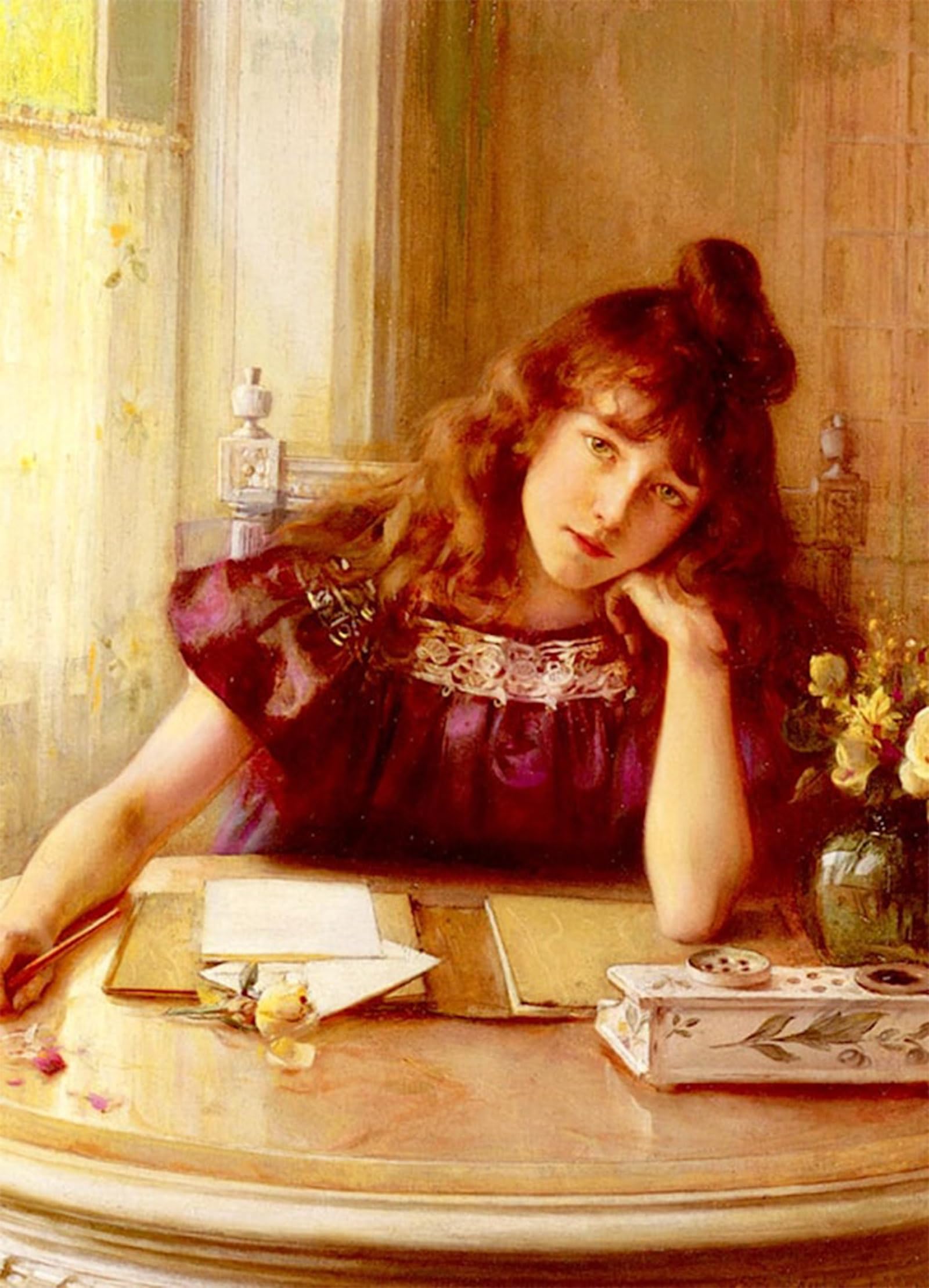 ARTXLXXBN Famous Art Print Poster Vintage Wall Art the Letter by Albert Lynch Canvas Art Poster for Home Decor 60x90cm