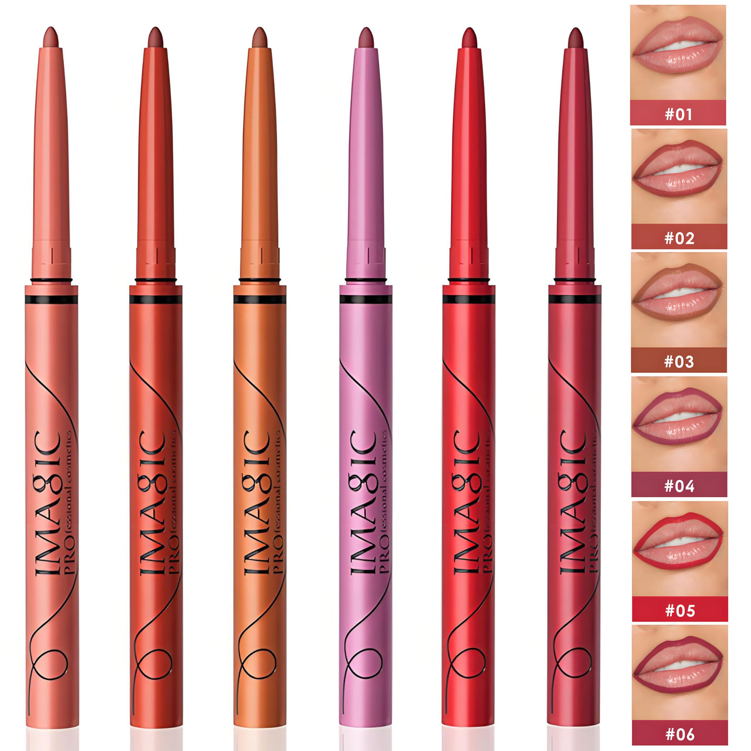 CCbeauty 6 Pcs Lip Liners Pencil Matte Lip Liner Pen Makeup Waterproof Long Lasting Lip Liner Set Nude Lip Liner Set - Image 2