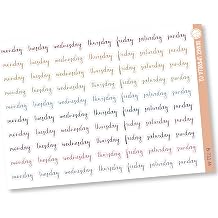 Day of the Week Header Script Planner Stickers and Labels | F14 | B-731 Muted Rainbow