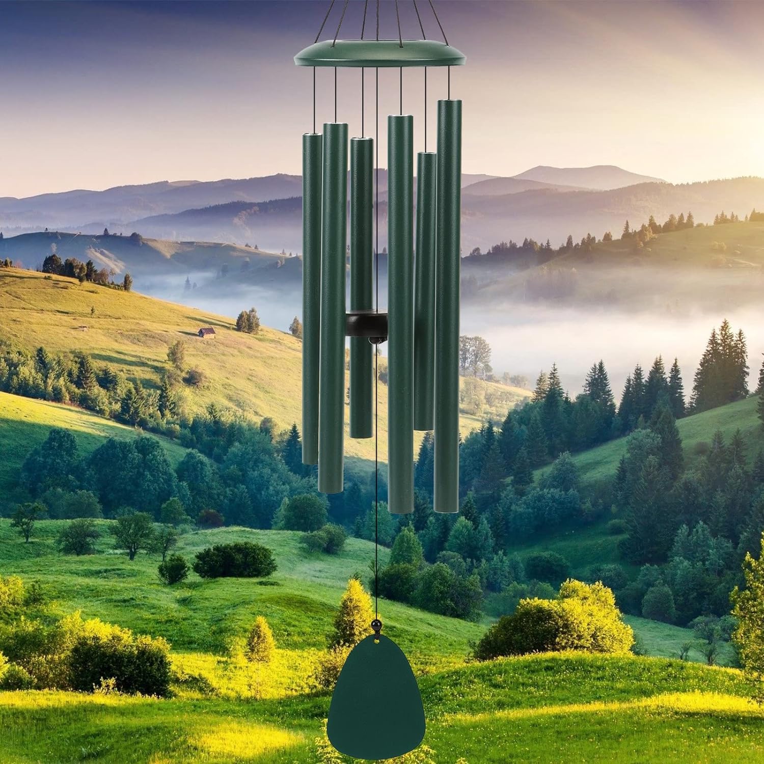 Windspiele FüR DraußEn HäNgend Windspiele - 6 RöHren Chimes FüR Garten, Balkon,Windspiel Garten -Gartendekoration Klangspiel(32" Grün.)