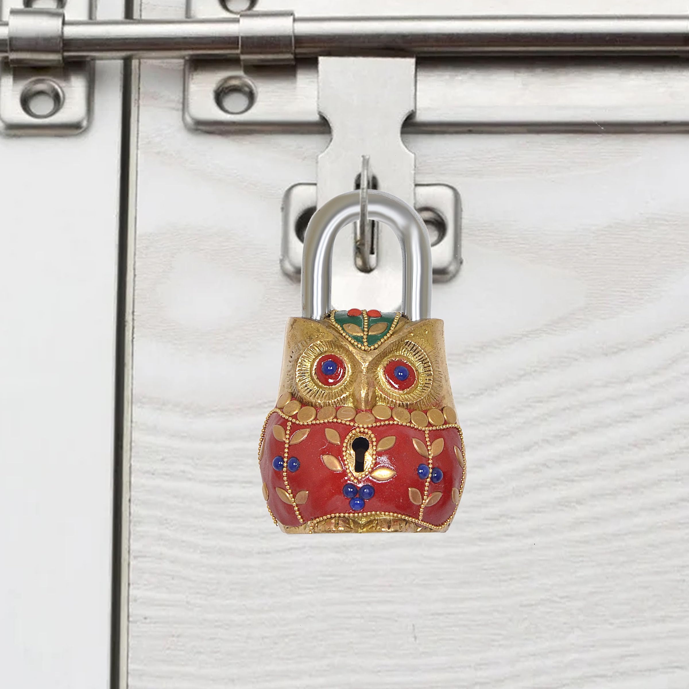 Dattatreya Brass Owl Bird Door Lock Decorative Home Door Lock Style Lock for Vastu & Décor (Height : 4.5 inch) (Multicolor)