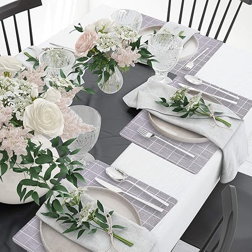 Miniatura 5 de Decozen Juego de 8 manteles individuales para mesa de centro de comedor, resistentes a los arañazos, a las manchas de calor, antideslizantes, para