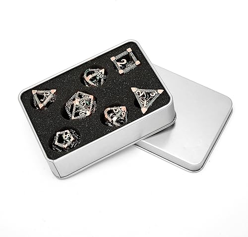 Miniatura 5 de Juego de dados de metal hueco DND, pulpo, cabeza de pulpo, monstruo, oro rosa y verde, juego de 7 piezas para Dungeons and Dragons RPG MTG, juegos