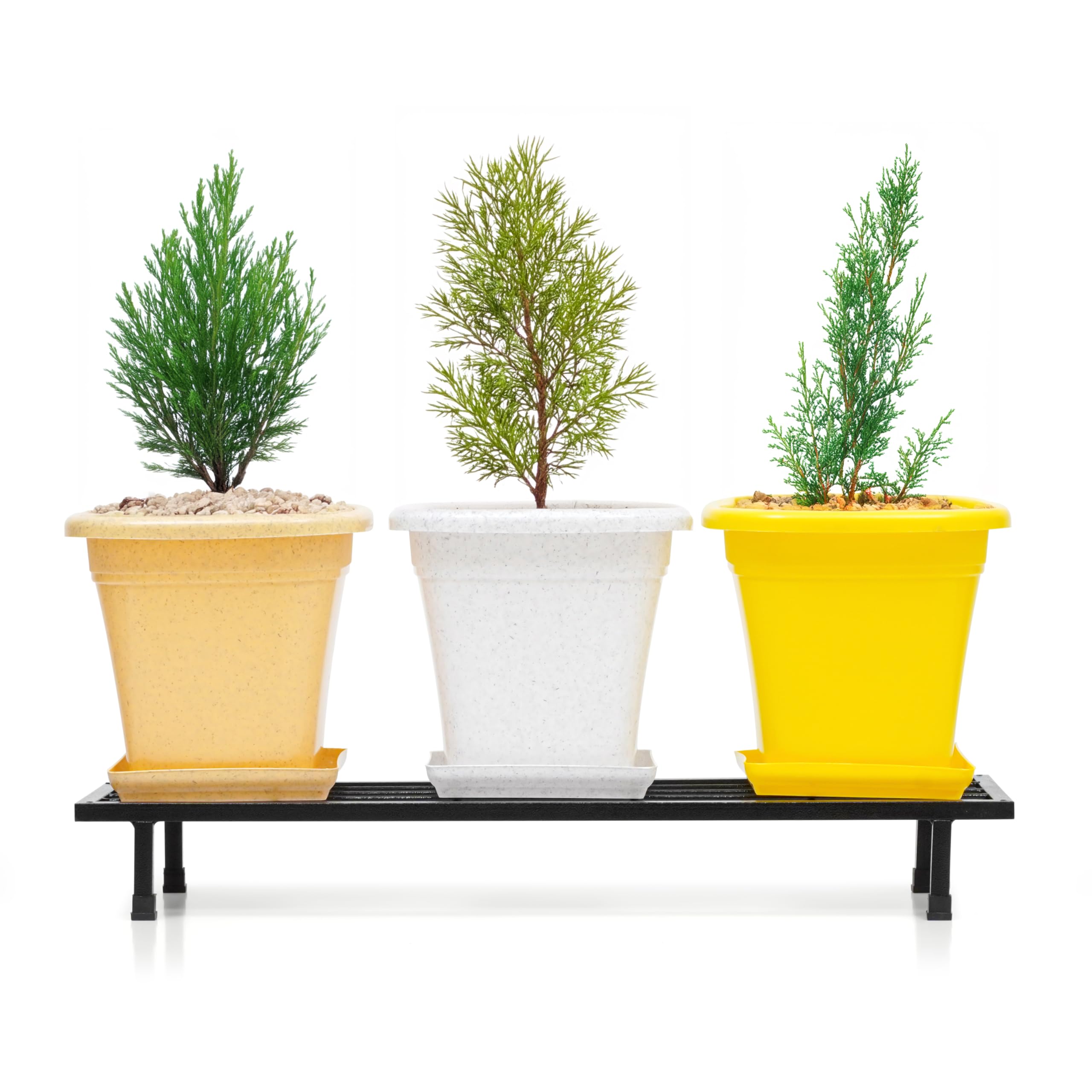 Livzing 29-Inches Metal Plant Stand For Balcony, (Set of 2) Flower Pot stand indoor-outdoor, Gamla Holder-Rectangular Planter Stands For Home-Garden-Living Room-Corner-Anti Rust Powder Coating-Black 1