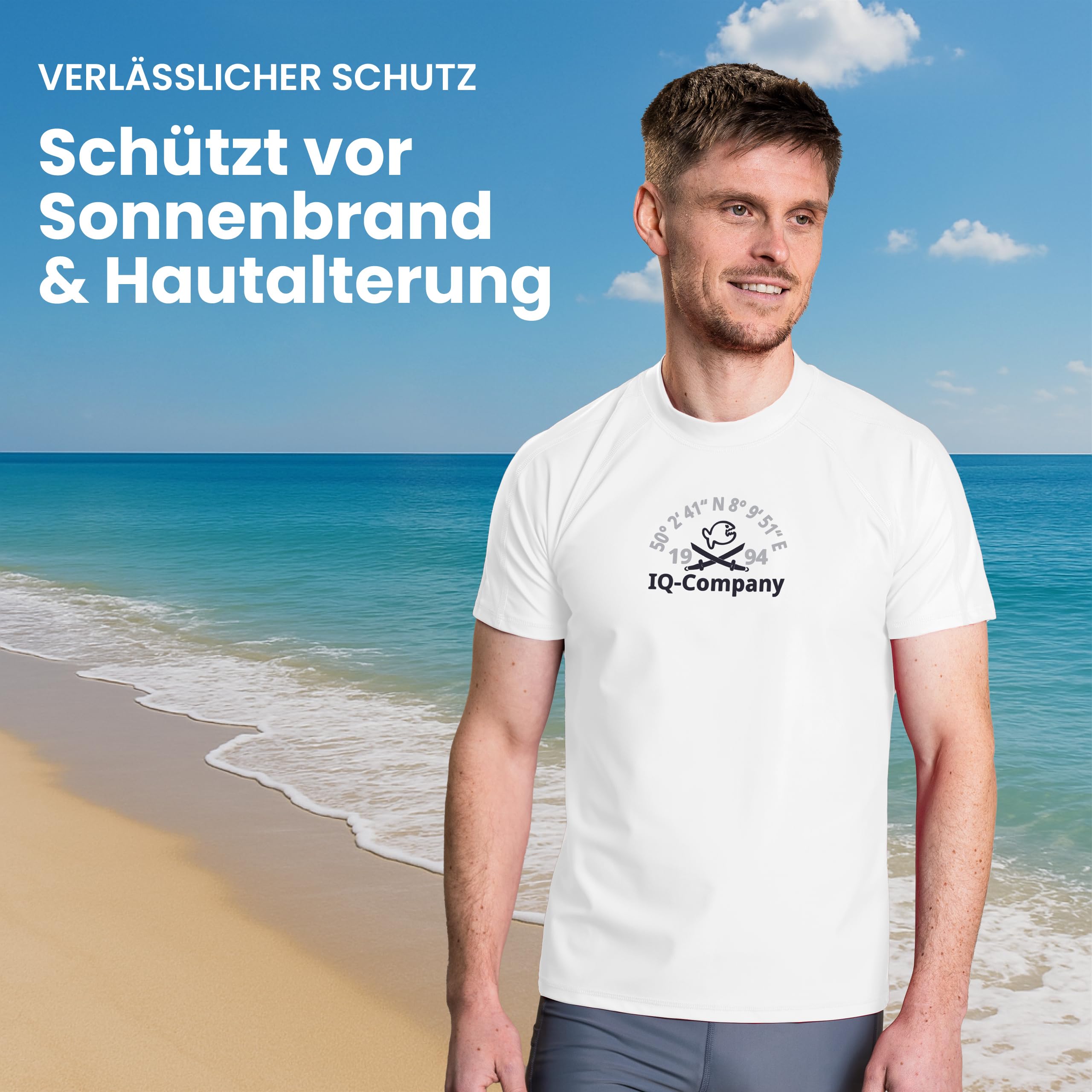 iQ-UV Shirt Herren Loose Fit – UPF 50+ UV-Schutz Rashguard für Wassersport – Schwimmshirt für Herren aus recyceltem Material – Surf-Shirt für Männer – atmungsaktiv & schnelltrocknend