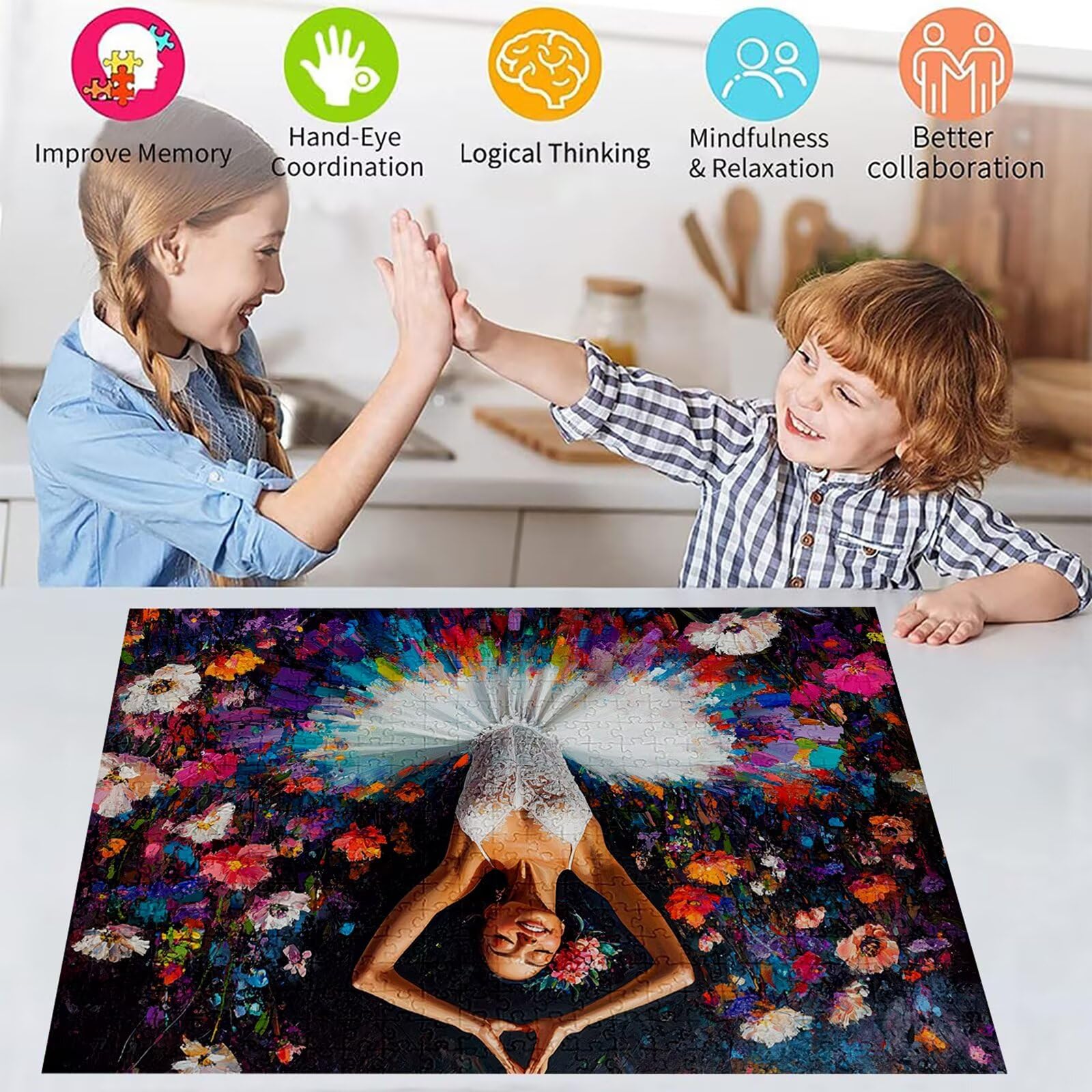 Puzzle 3000 elementów kwiaty puzzle dla dorosłych 122 x 81 cm Unikalne rzemiosło klasyczne drewniane układanka 3D do rodzinnych gier aktywnych, układanka do samodzielnego wykonania nawet do