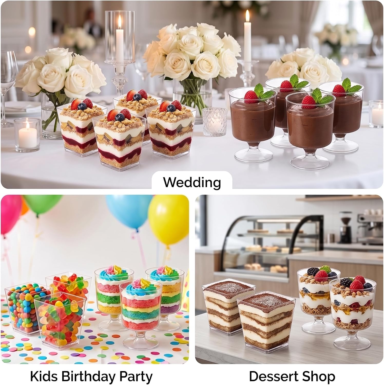 360 Pack Clear Plastic Dessert Cups with Spoons, 5 Oz Yogurt Parfait Cups For Dessert, Pudding, Fruit, Jello and Ice Cream, Mini Appetizer Shooter Cups For Party, Wedding and Celebrations