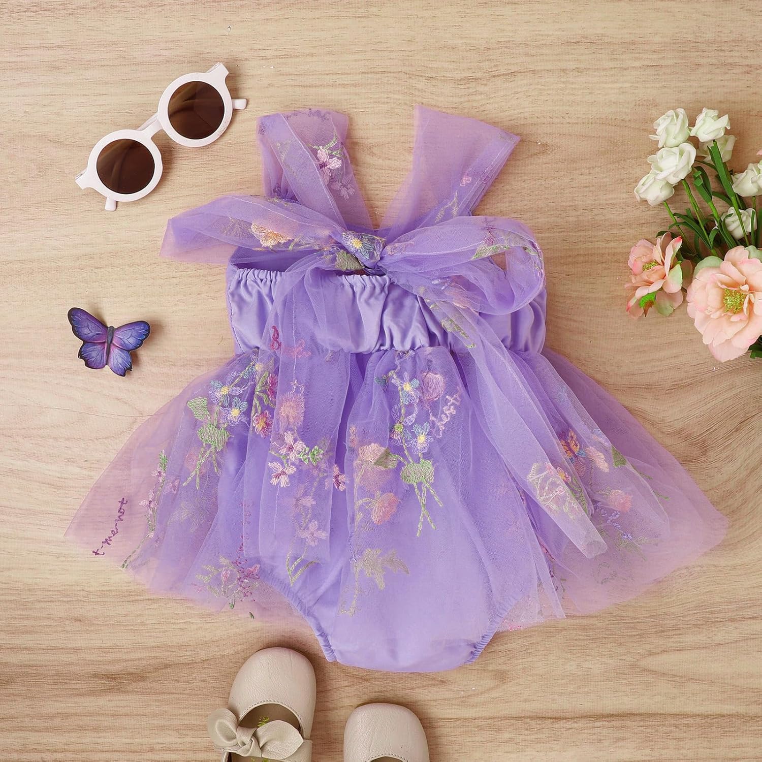 ODASDO 乳児 ベビー ガール ロンパース ドレス 花 刺繍 チュチュ プリンセス ワンピース ボディスーツ ケーキ スマッシュ