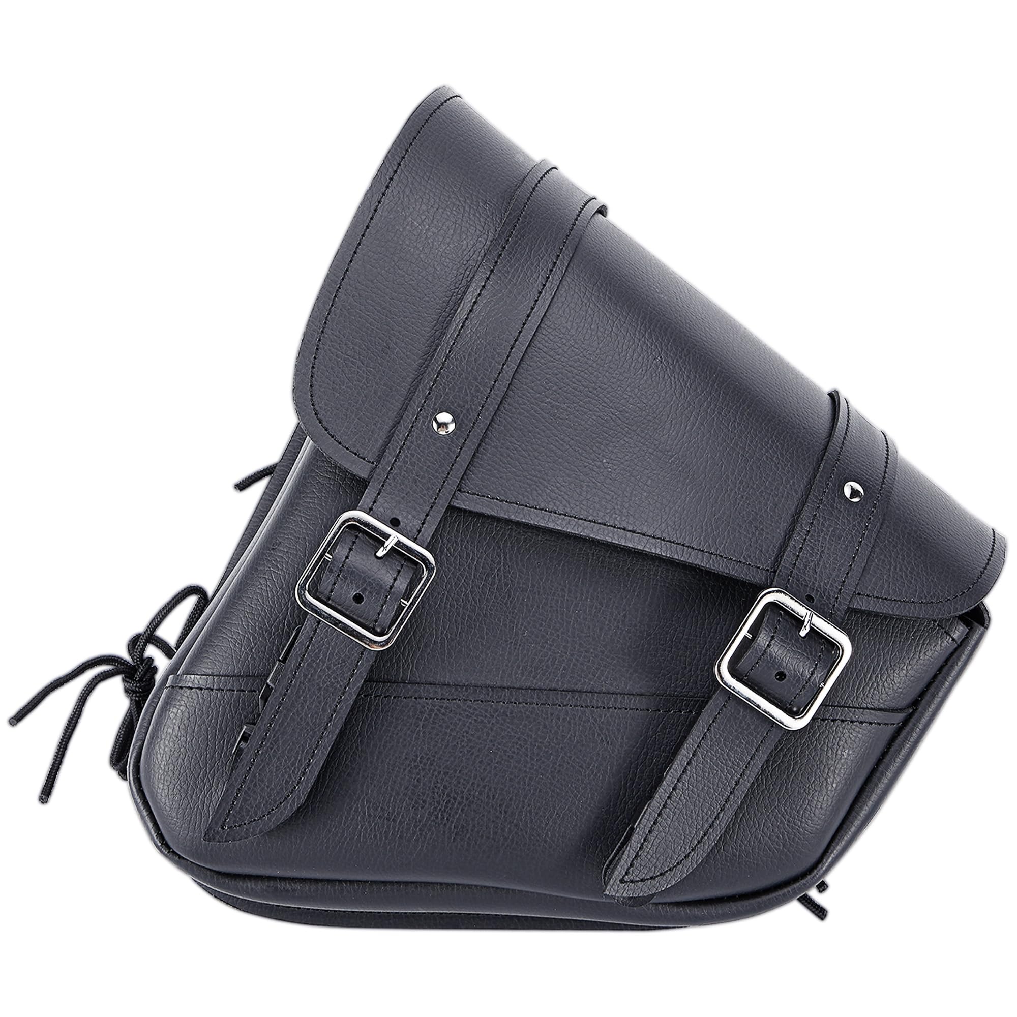 Dream Apparel Motorcycle Swingarm Bag with Black Synthetic Leather, Swing Arm Bag Motorcycle Saddlebag Left Side Tool Bag Fit for Softail/Triangulated