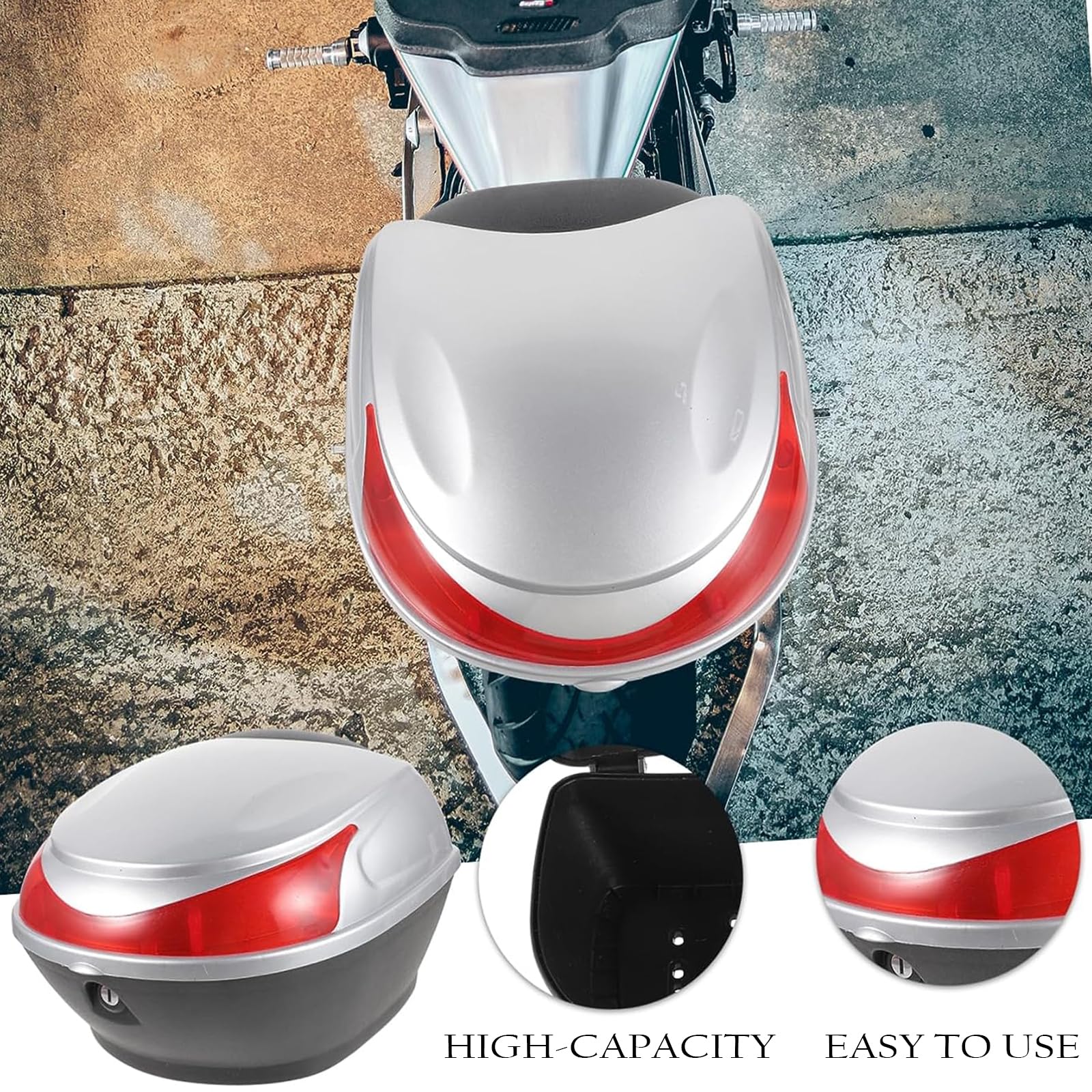 25-litrowy kufer motocyklowy zamykany na klucz z uchwytem montażowym, wielokolorowy(Yellow)