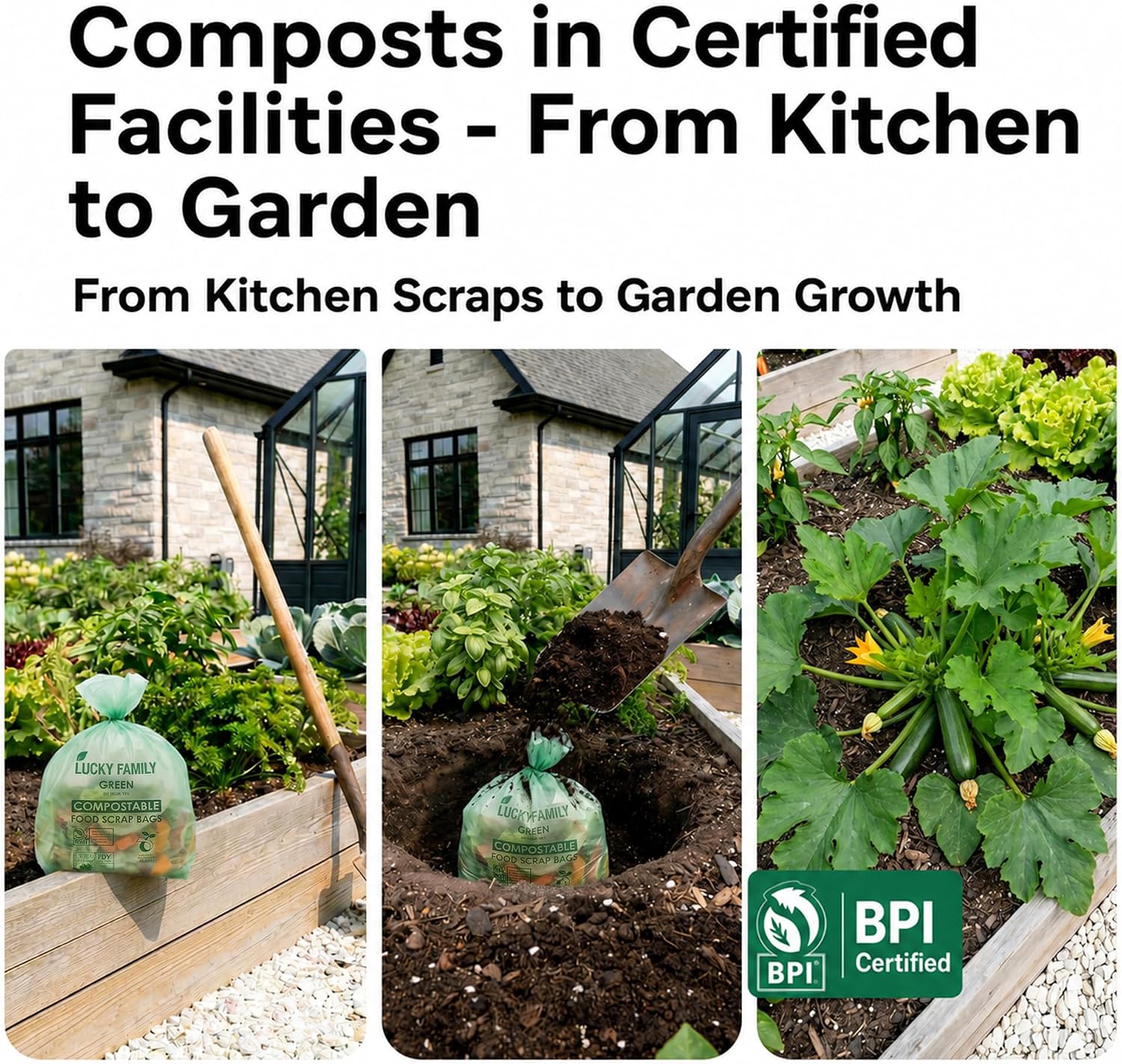 Compostable Trash Bags for Kitchen Compost Bins – 1.3 Gallon Small Compost Bags for Countertop Bin, Green Compostable Bags, BPI Certified ASTM D6400, Leak-Resistant Food Waste Bags (50 Count)