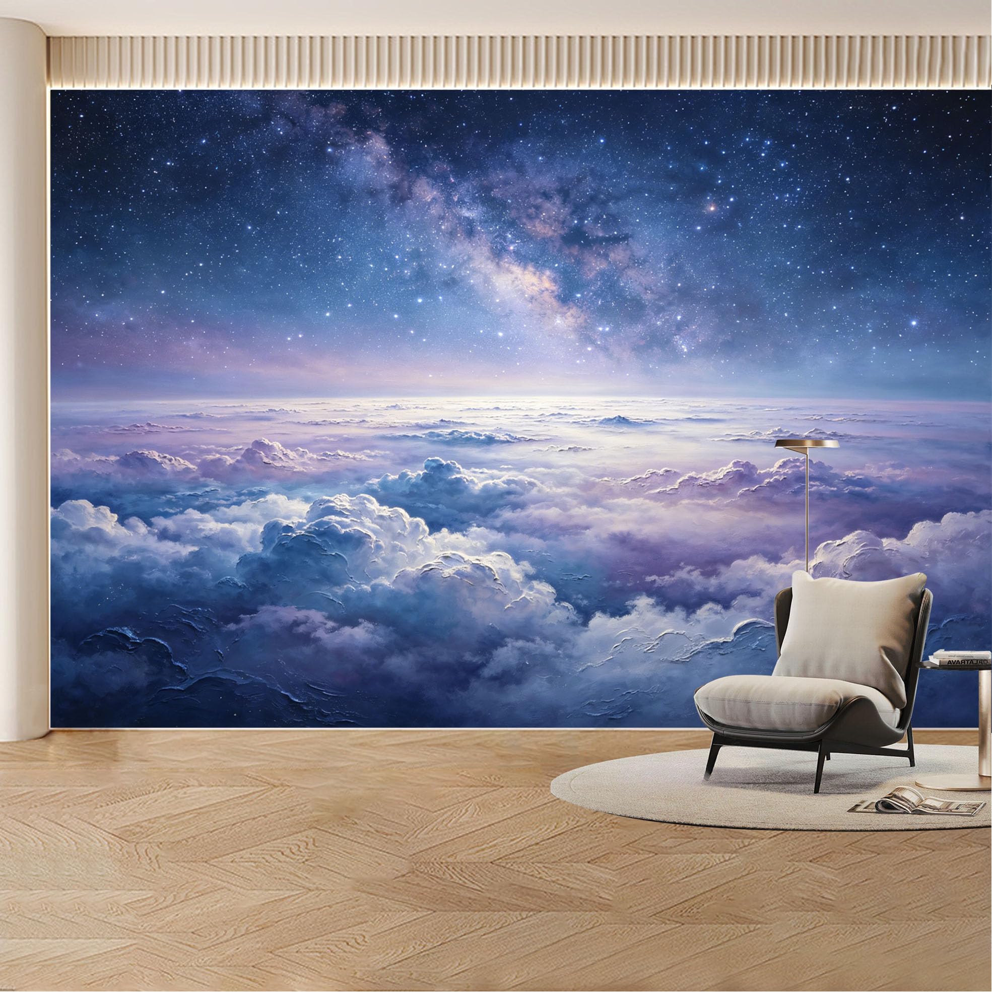 Custom Wall Mural Wallpaper Galaxy Night Sky Cloudscape Removable SelfAdhesive Large Photo for Living Room， Bedroom， Office， Landscape Nature 3D Effect Wall Decor Dreamy Serenity