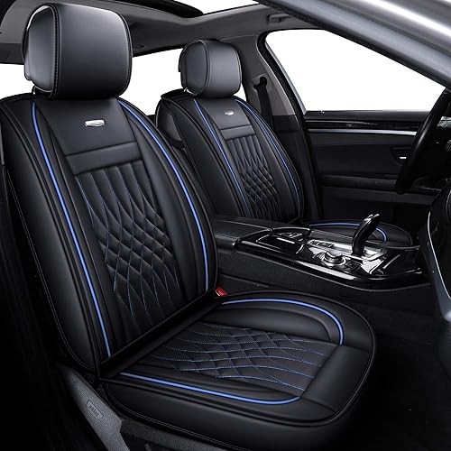 Vista 32 de LUCKYMAN CLUB - Juego de 2 fundas para asiento delantero de automóvil, de cuero sintético impermeable, universales, para sedán, SUV, camión