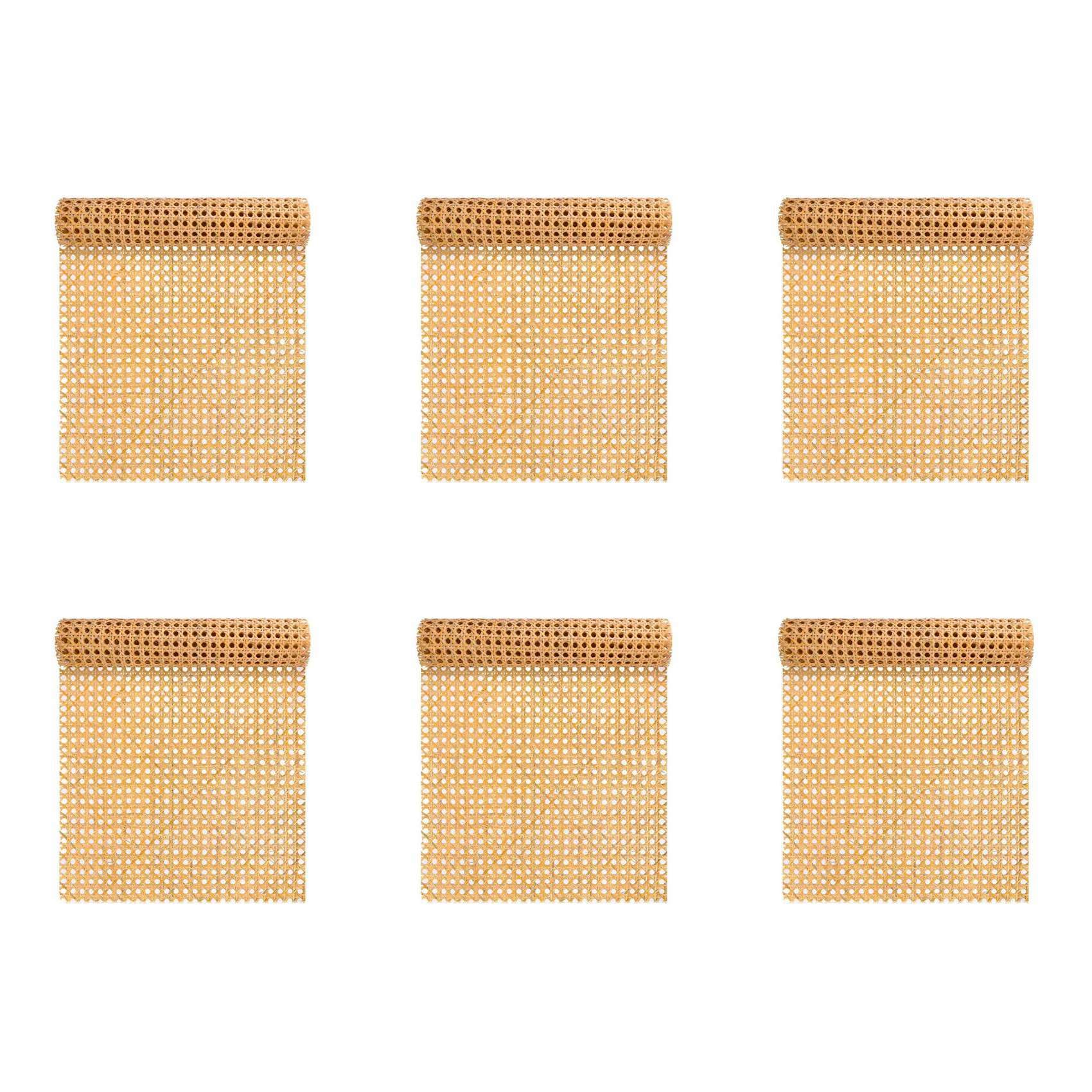 Hndhbfgrt 6pcs 16-Inch Wide Natural Rattan Webbing 40-Inch Long (3.3 Ft.) Rattan Webbing Rolls for Furniture,Chairs, Cabinets