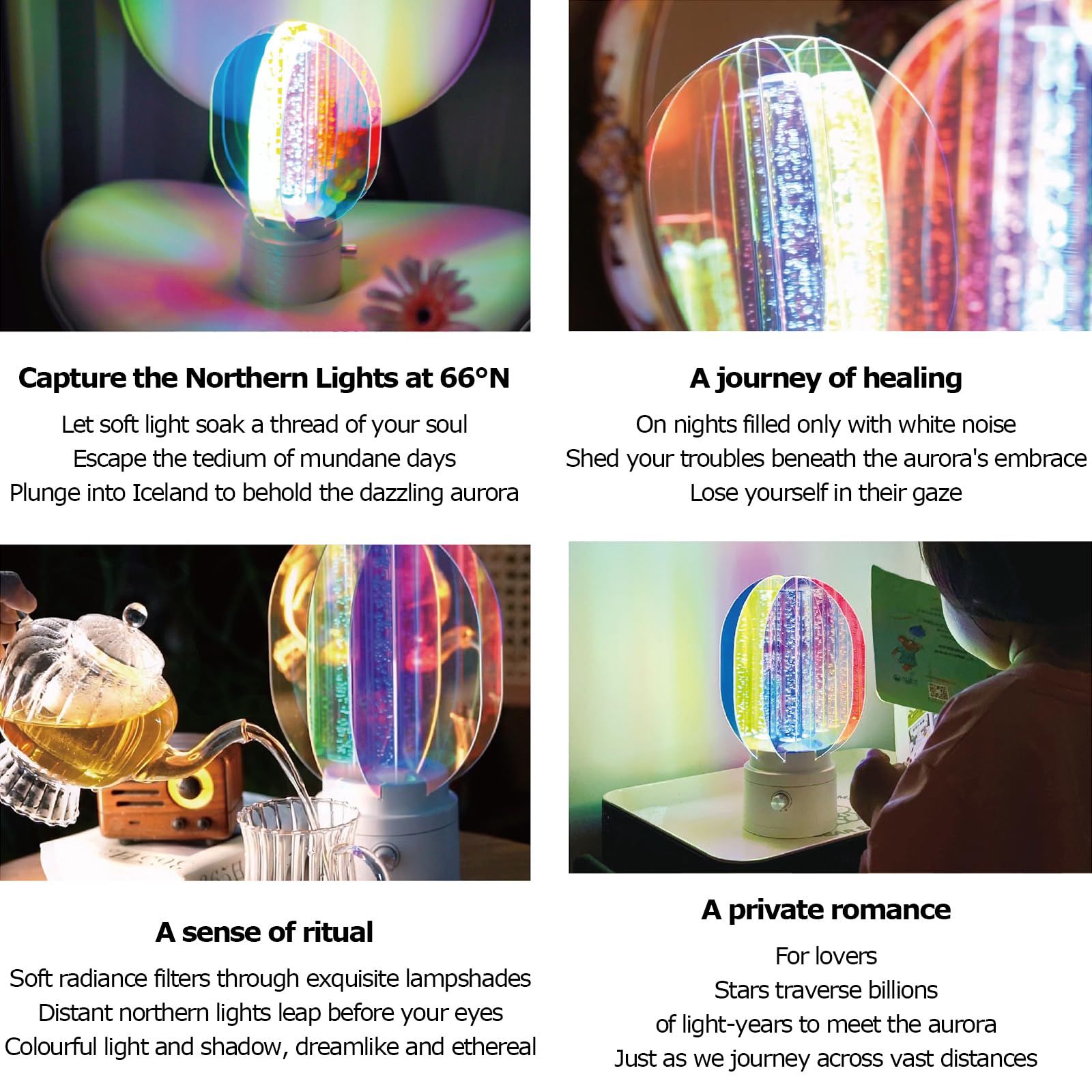 Veilleuse 3D Rotative Auroras, Projecteur Rechargeable À Intensité Variable Alimenté par USB, Projection Dynamique À 360 Degrés pour Une Chambre À Coucher Relaxante Ou Une Décoration Intérieure