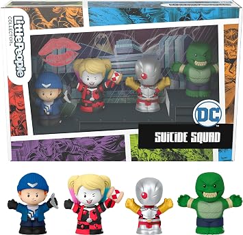 Little People Collector DC Suicide Squad Special Edition Set for Adults & Fans, 4 Figures in Display Package