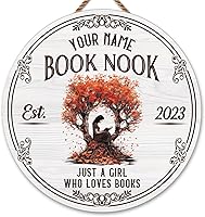 Vista 10 de Artsy Woodsy Letrero de madera de esquina de lectura personalizado (no tallado o neón), placa de pared, decoración de Book Nook Club Room Hideaway 03