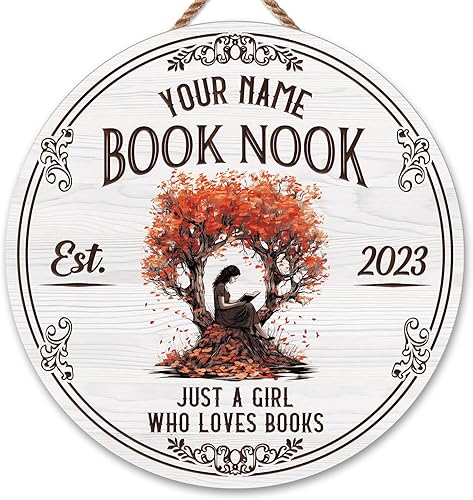 Miniatura 10 de Artsy Woodsy Letrero de madera de esquina de lectura personalizado (no tallado o neón), placa de pared, decoración de Book Nook Club Room Hideaway