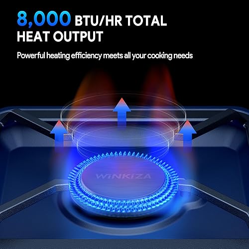 Miniatura 4 de Estufa de campamento WINKIZA con aguja de encendido separada mejorada con tabla de cortar, estufa de campamento de propano portátil con 8,000 BTU,