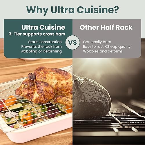 Miniatura 8 de Ultra Cuisine Rejilla de enfriamiento resistente de 3 niveles, 16" x 10" para cocinar y hornear - Rejilla para hornear profesional de grado premium