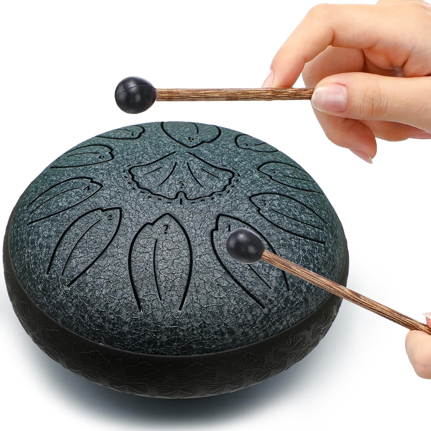 Steel Tongue Drum Percussion, 6 Inch 11 Notes 乐器, Music Gifts for Family Friends (Navy)