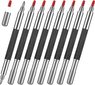 Zonon 8 Pieces Double Head Tungsten Caride Tip Scriber Engraving Pen Tip Scriber Metal Etching Engraving Pen for Glass Metal Ceramics Tile Stone Aluminum Alloy Wood