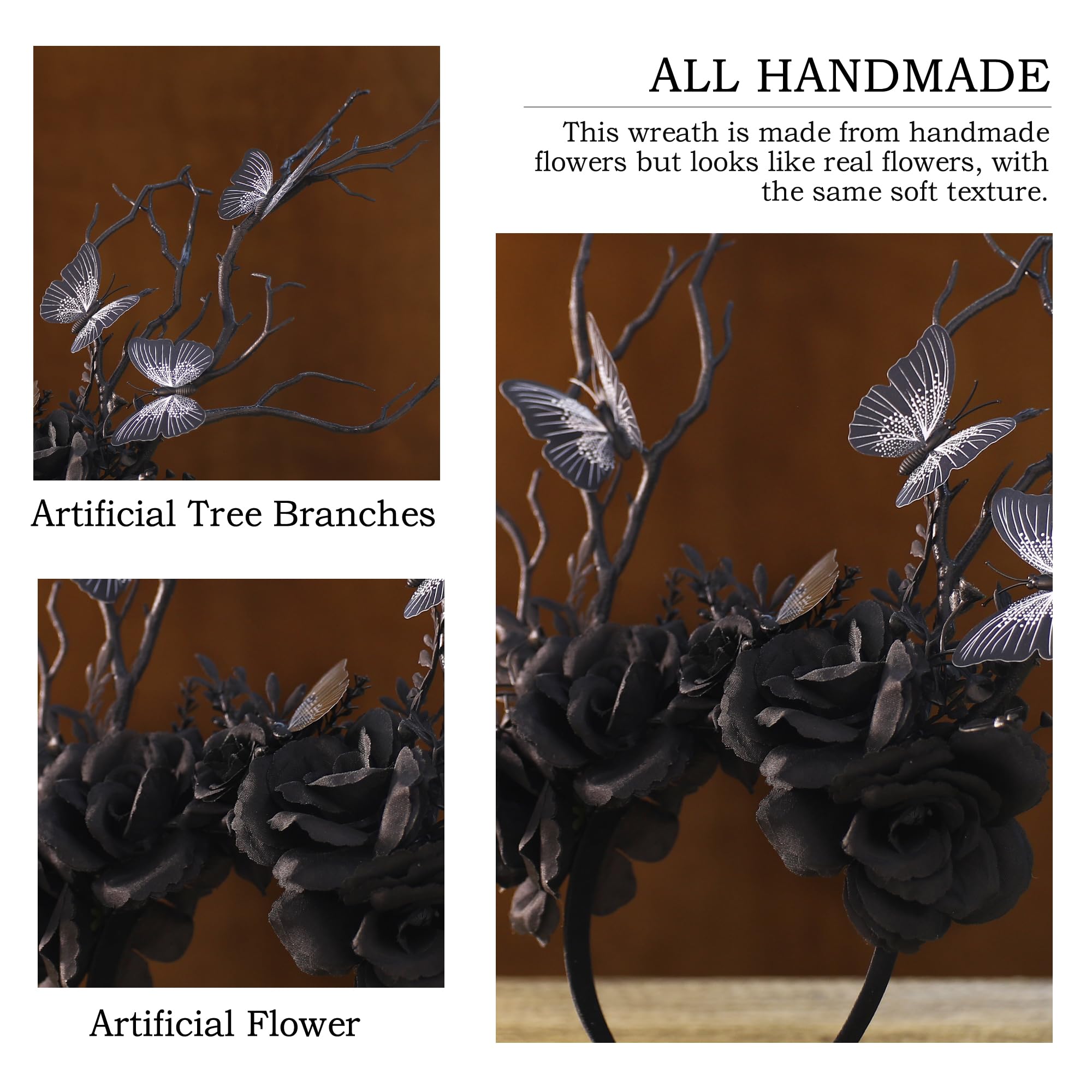 Amazon.com : MOSTORY Black Butterfly Branch Headband  display picture 3