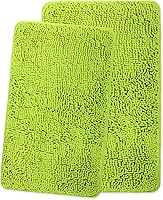 Vista 344 de Yeaban Juego de alfombras de baño verde manzana 2 piezas (20" x 32" y 17" x 24"), tapetes de baño de felpilla gruesa Alfombras de baño absorbentes