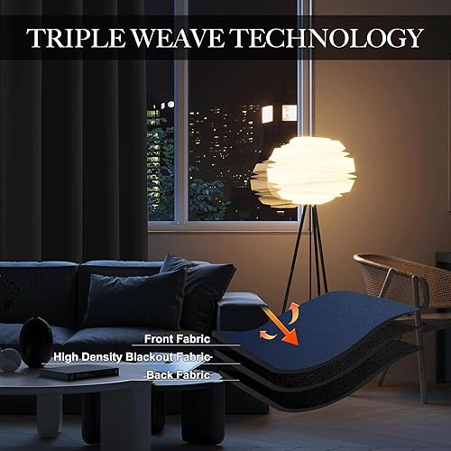 Miniatura 206 de RYB Home 2 paneles de cortinas de privacidad para puerta francesa, cortinas de oscurecimiento de habitación y cortinas con aislamiento térmico