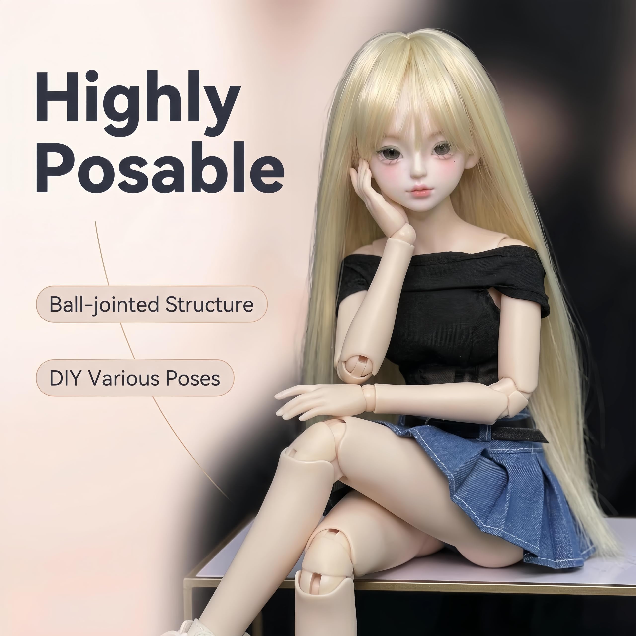 BJD Puppenkleidung Handgemachte Mode Kleidung für 1/3 1/4 1/6 SD BJD Ball Jointed Doll (Doll und Komplettes Outfit Set, 1/4)