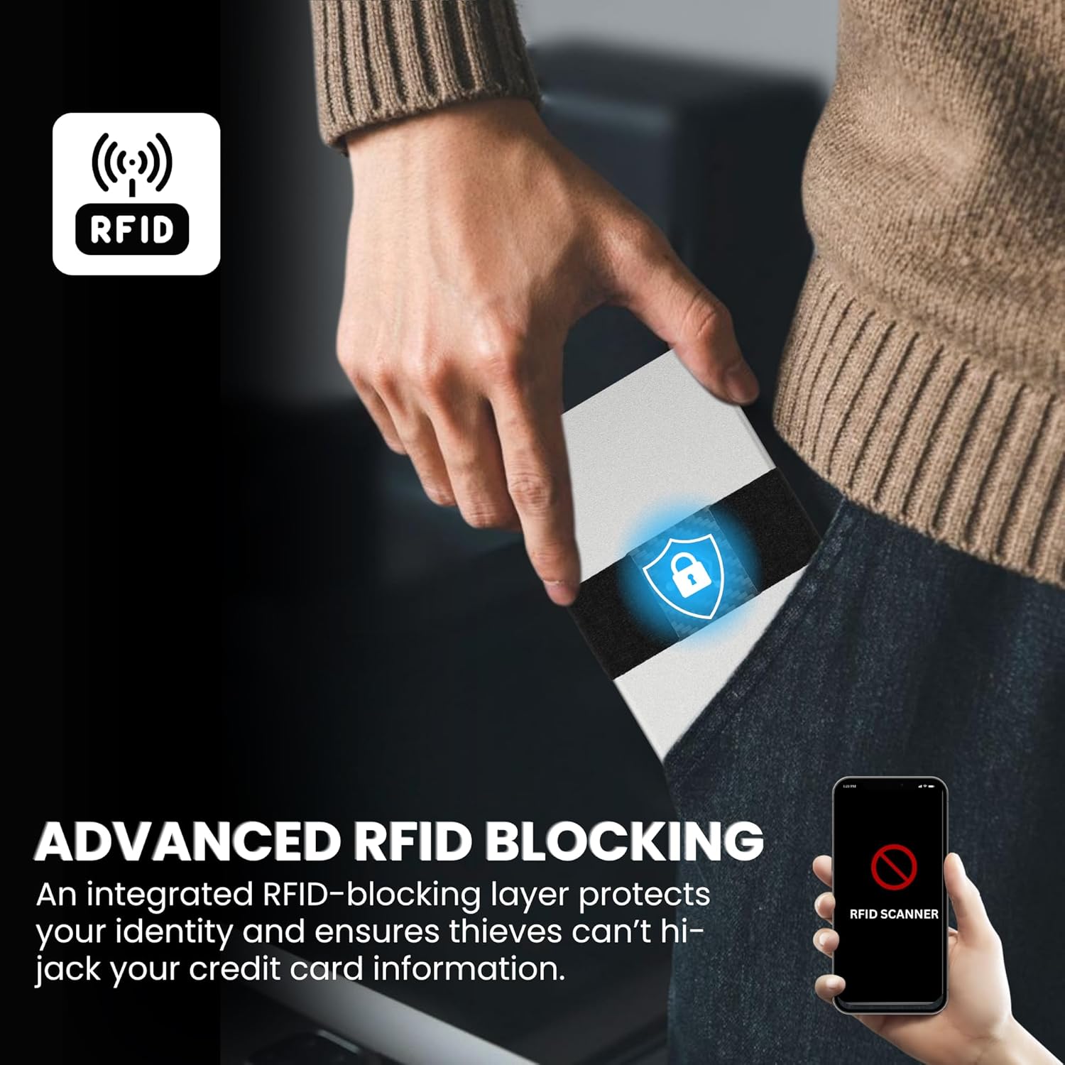 CODE 118 Wallet for Men - Slim Minimalist Aluminum Smart Wallet with RFID Blocking - Compact cash and Credit card holder with Pop Up Ejector (Classic, Metallic Silver)