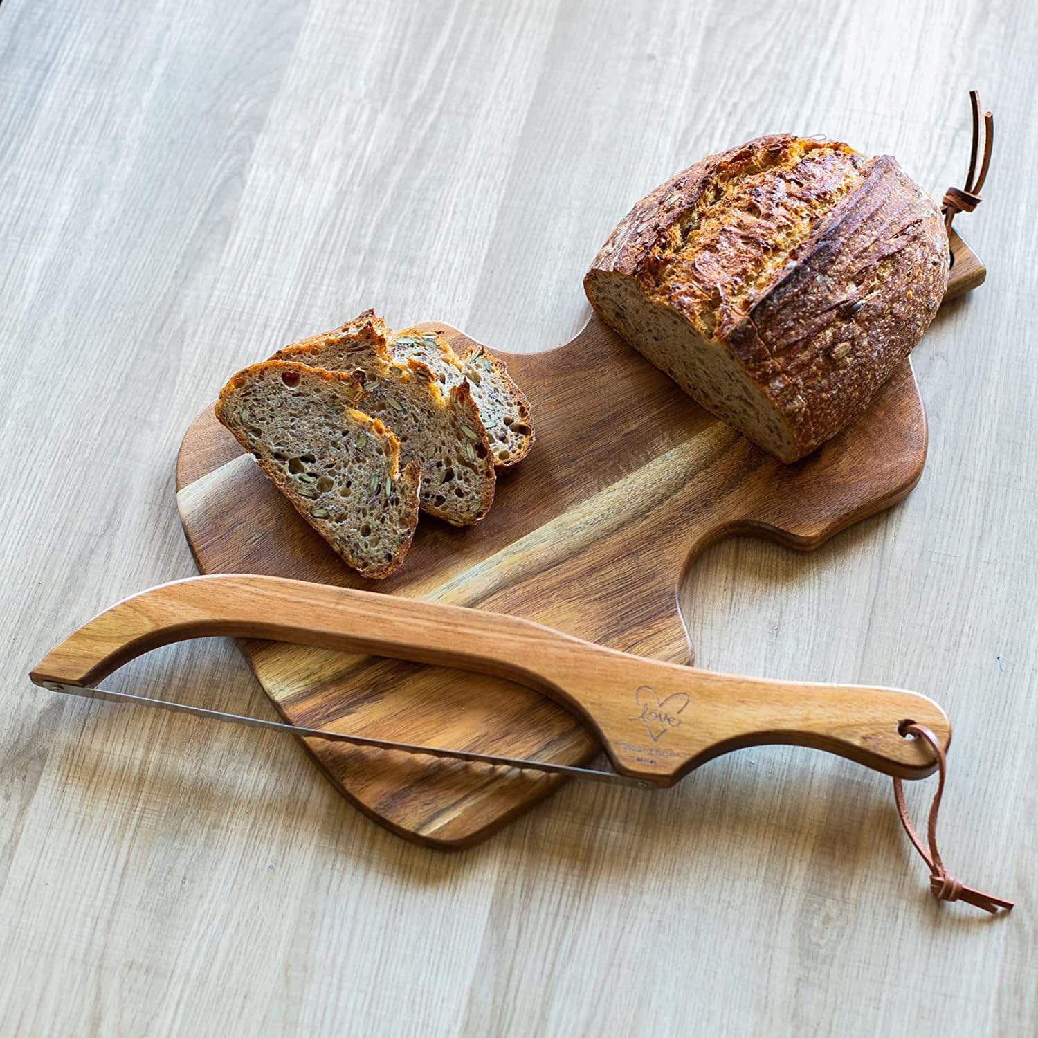 US Designed Hand Crafted Wooden Bread Bow Knife Acacia