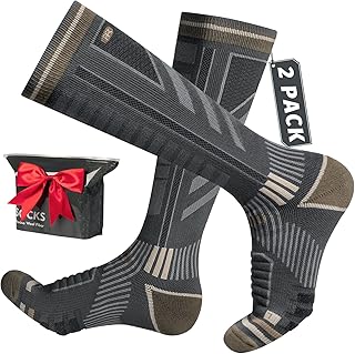 2 Pares Calcetines Esqui Lana Merino Para Hombre, Mujeres Y Jóvenes, Calcetines Altos De Compresión Para Snowboard Calcetines Termicos Frio Extremo Gruesos Hasta La Rodilla Para Clima Frío Talla 35-51