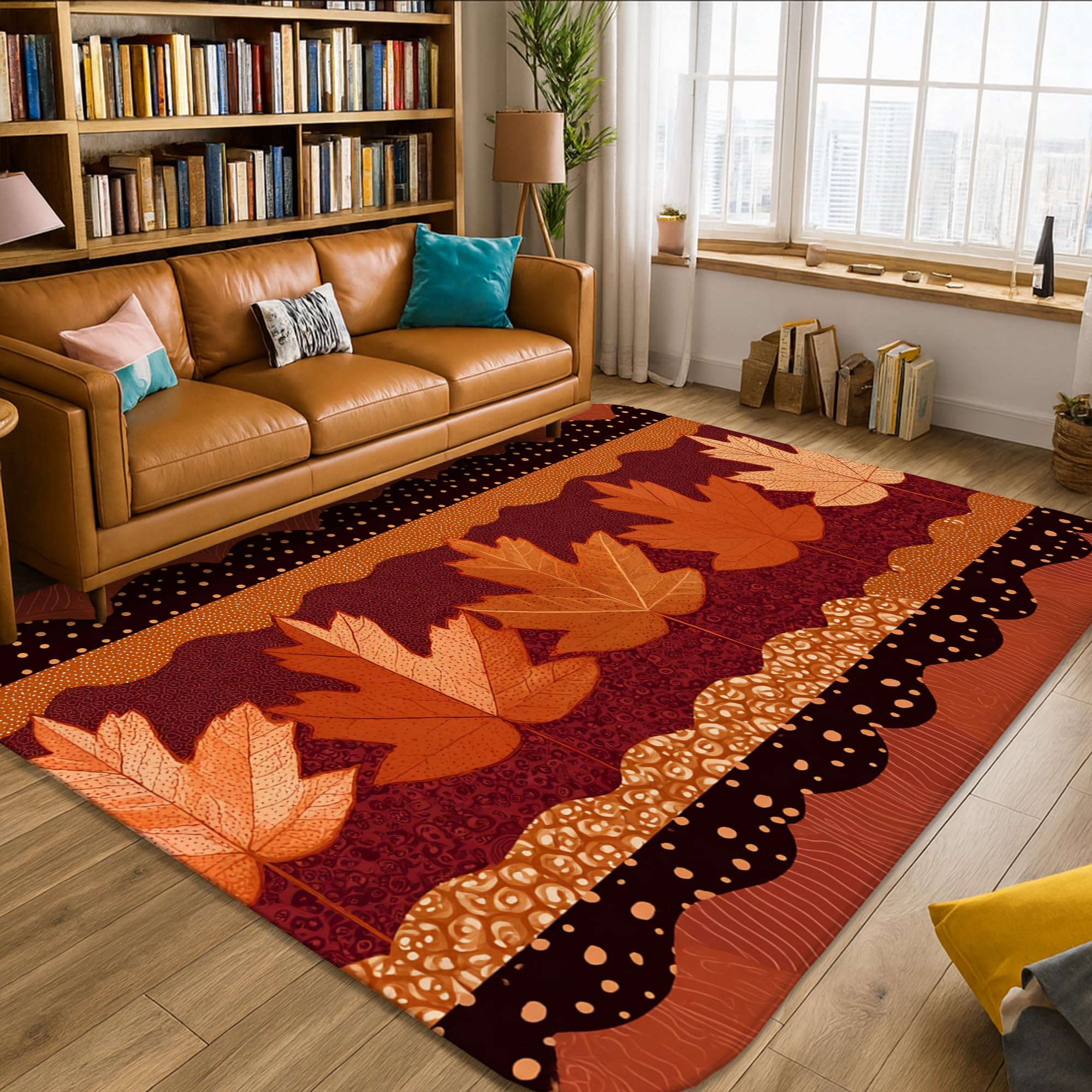 Tapis antidérapant d'automne orange qui ne perd pas ses poils
