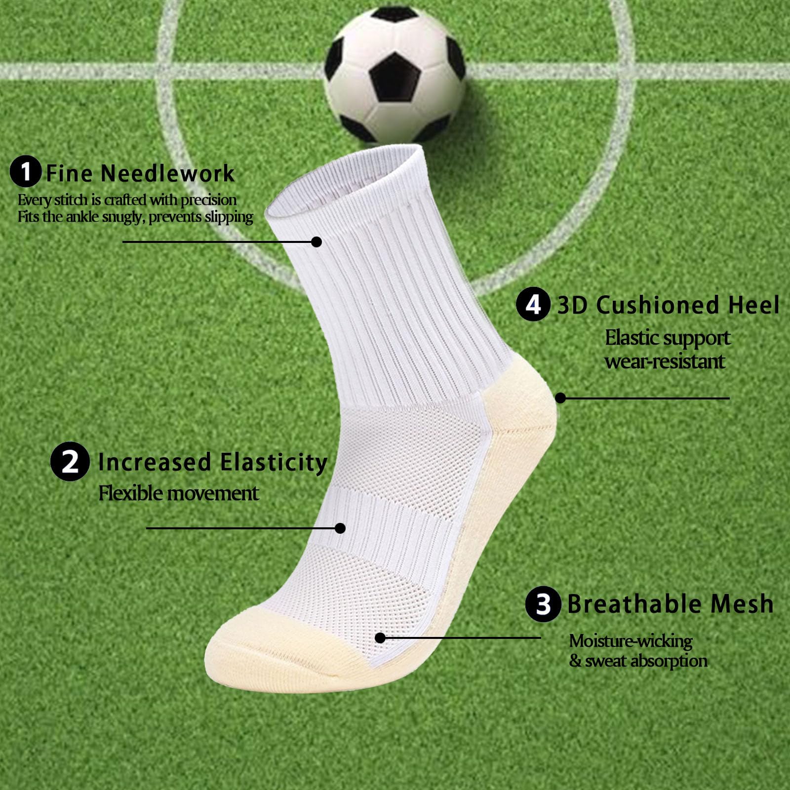 Juego de 2/4 calcetines de fútbol para jóvenes con mangas de espinillera, calcetines de manga para niños y niñas, 7-14 para fútbol y baloncesto