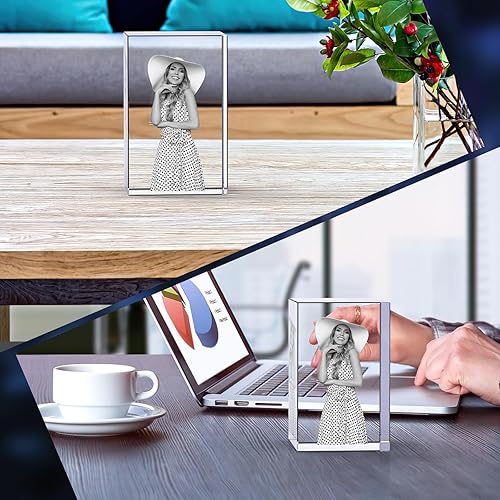 Miniatura 5 de Foto de cristal 3D personalizada, imagen 3D personalizada en cristal, cubo de vidrio grabado con láser con tu propia foto, regalos conmemorativos de