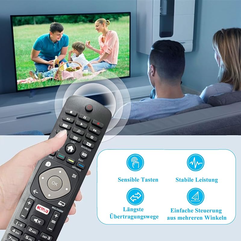 FOXRMT Philips Távirányító - Eredeti 996596003606 Helyettesítő, Netflix Gombbal, 32PFS5362/49PUS610112/65PUS6262 TV Modellekhez, Programozás