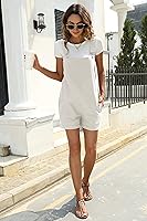 Vista 5 de Ailoqing Overol corto de algodón y lino para mujer, estilo casual, para verano, con bolsillos