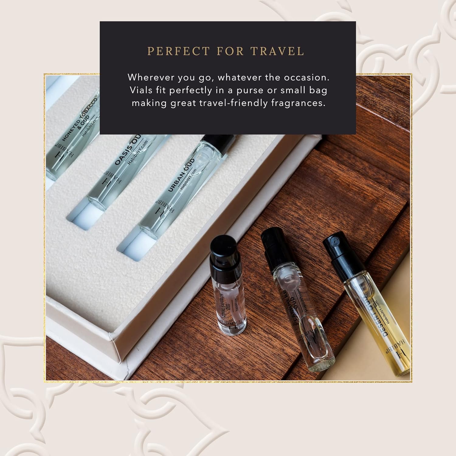 H HABIBI Oud Perfume Discovery Sample Set – Luxury Eau De Parfum & Cologne Sampler Sets for Men & Women, Travel Size Gift Set, Made in USA, 5 x 2ml - Image 6