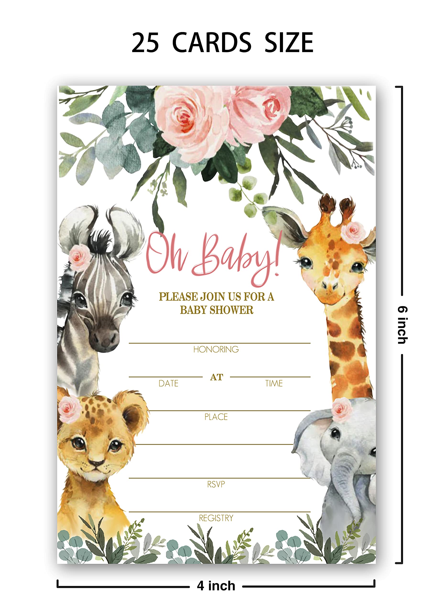 Safari Baby Shower Invitation Set Fill In Invites Cards Books, image size:1845x2560