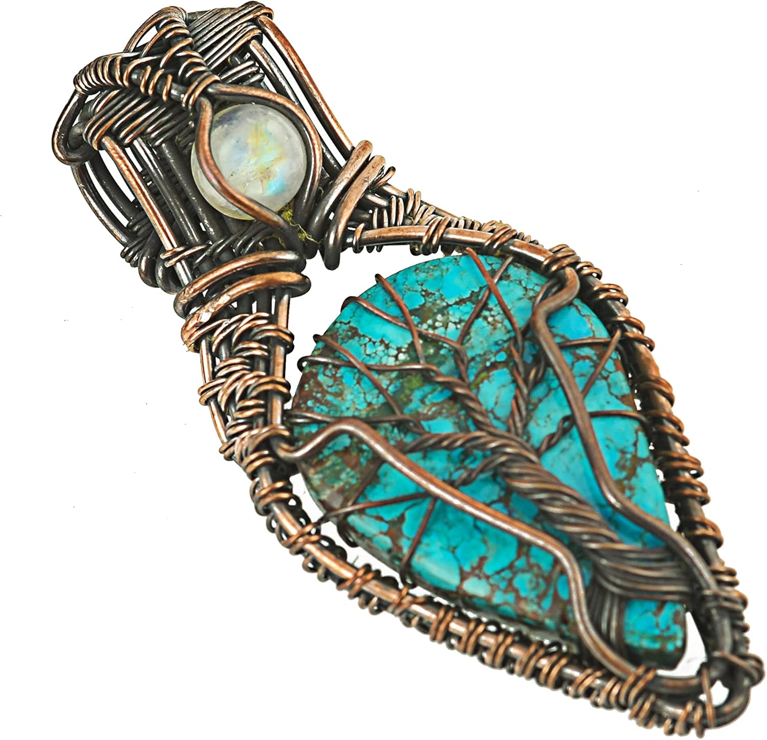 Stunning Copper Tree of Life Pendant Necklace with Handmade Gemstones and 20" Chain - Perfect for Boho Lovers