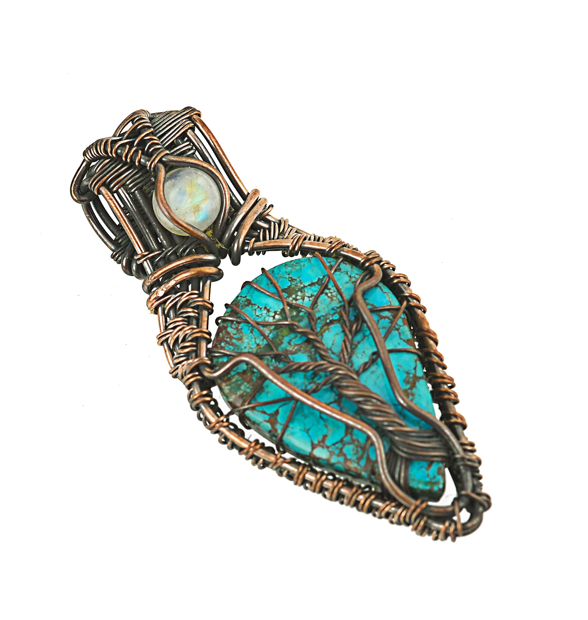 Stunning Copper Tree of Life Pendant Necklace with Handmade Gemstones and 20" Chain - Perfect for Boho Lovers