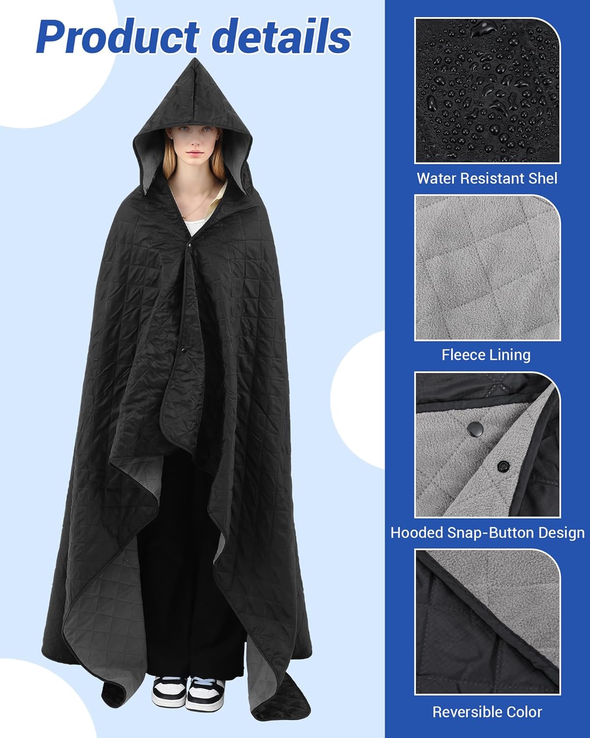 Fanfanwin 4 Pack Outdoor Camping Blanket Bulk - Fleece Waterproof & Foldable Stadium Blanket with Portable Bag for Cold Weather Sports Pet Beach Picnic Stadium Travel Car - 79 * 55inch