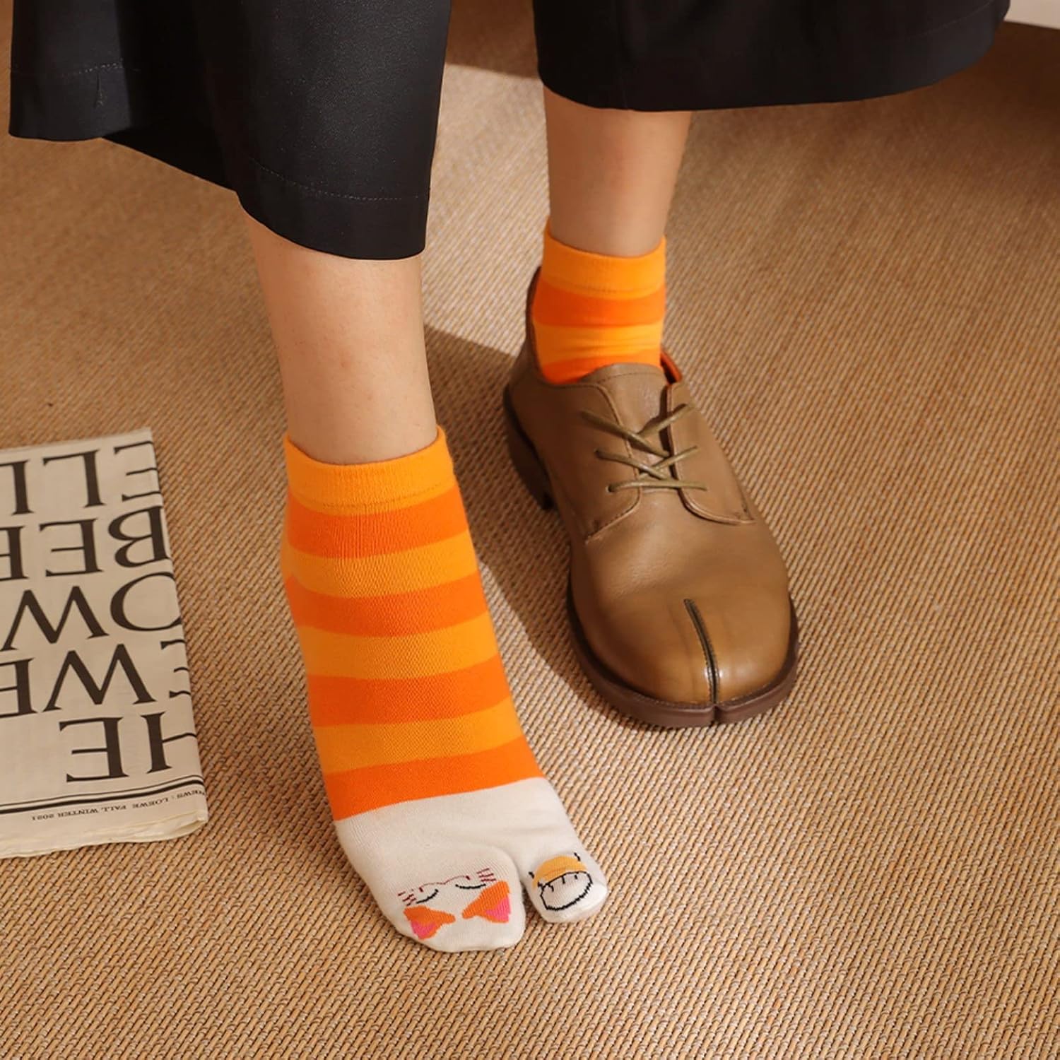 Artfasion Women Flip Flop Socks - Tabi Ankle Sock Colorful Two Toe Finger Running Socks for Womens Girls - Image 6