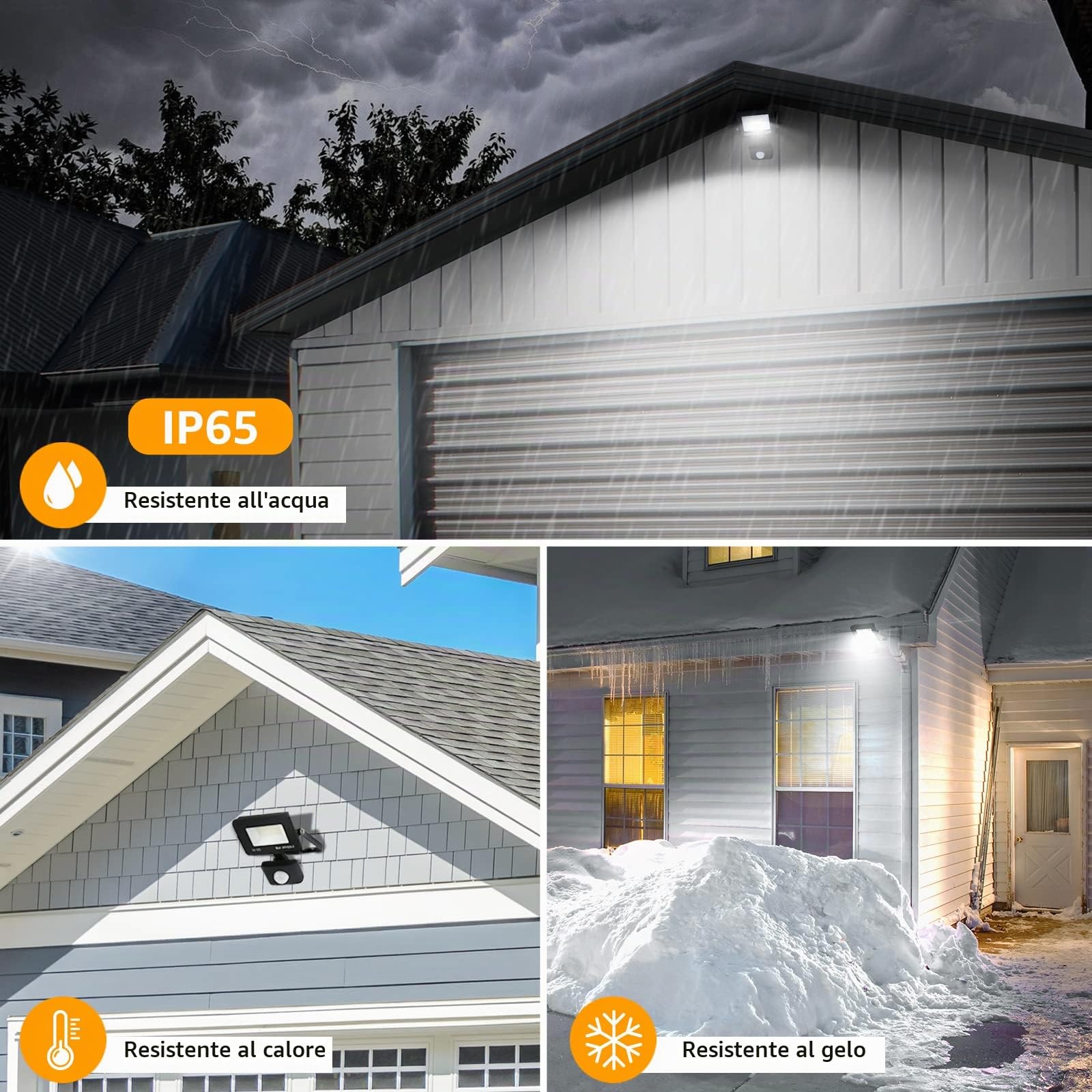 Lepro Faro LED Esterno con Sensore di Movimento PIR 50W, 4200LM 5000K IP65 | Modalità Giorno Notte, Tempo 3–480s, Portata 4–10m, per Garage Giardino Ingresso Cortile