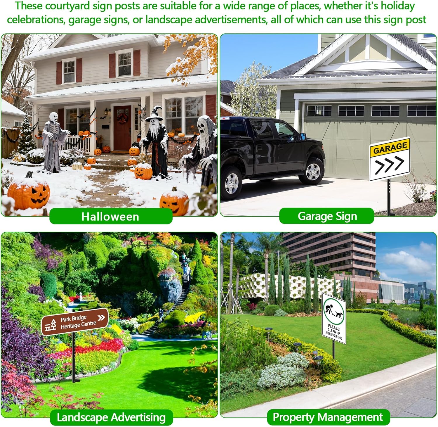 2 Pcs 46 Inches Yard Signs T-Bar Sign Stakes, Black Steel Powder Coated Sign Posts for Outside, Heavy Duty Metal Stake Yard Sign Holder for Outside Outdoor Lawn Bar Parking Garage Event