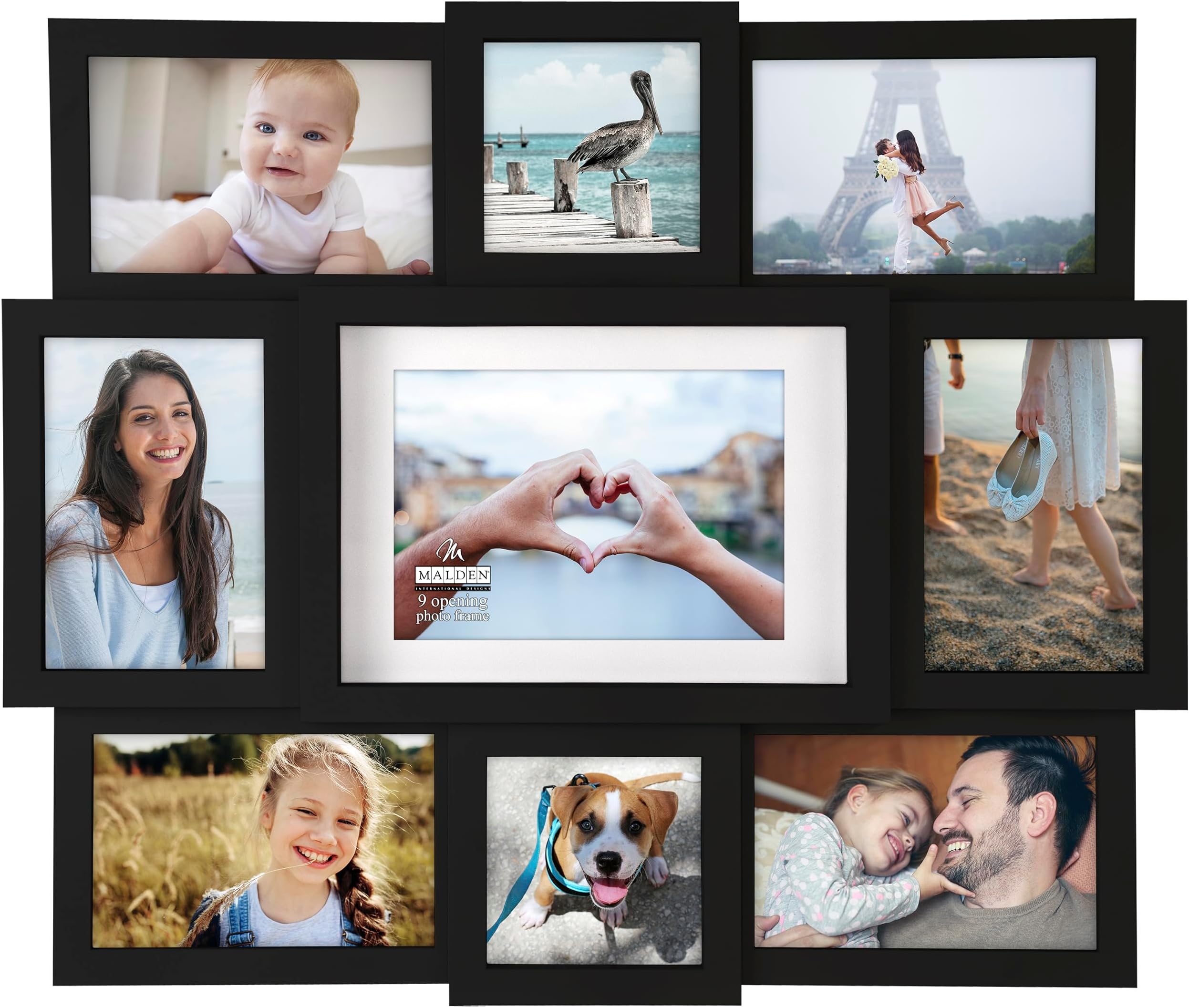 International Designs Black 9 Opening Collage Photo Frame